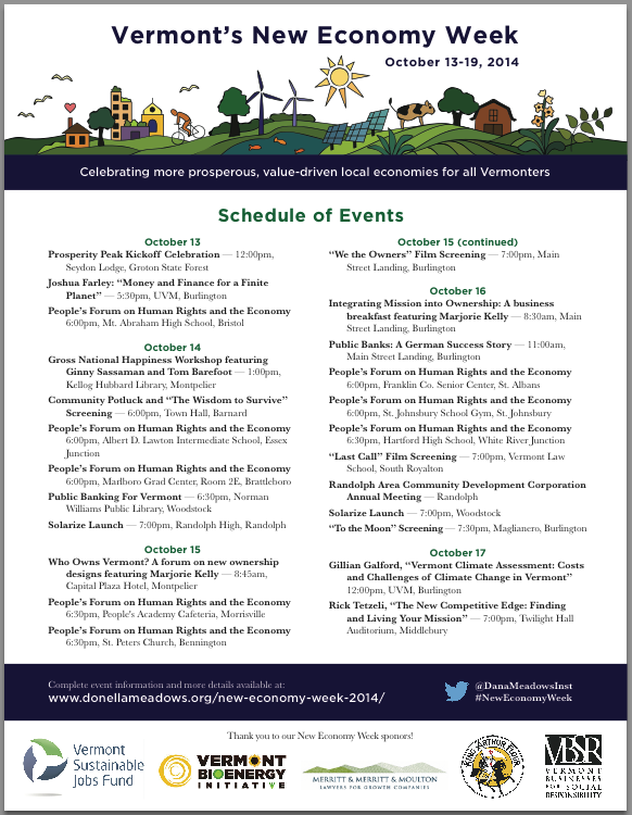 Vermont New Economy Week Schedule Poster